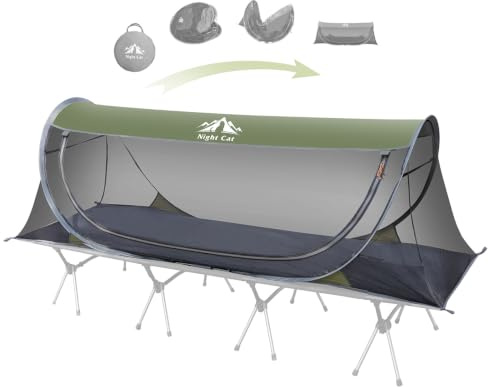 Night Cat Mosquitera Plegable Cama: 1 Persona Tienda Emergente de Mosquitera para Trekking Camping Aventura