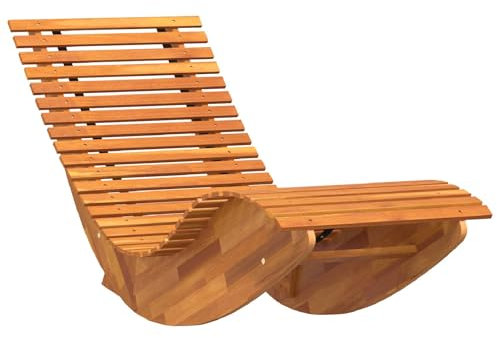 vidaXL Schaukelsessel 2er Set aus Akazienmassivholz – Gartenmöbel, Liegestuhl für die Terrasse, rustikaler Sessel für den Sommer, entspannender Lounge-Stuhl, ergonomisch und verstellbar.