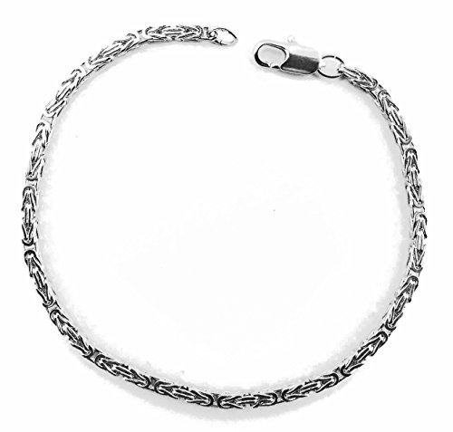 Tendenzalia Kungligt armband original italiensk byzantiner-kedja silverpläterad 2,4 mm bred längd valbar, Mässing