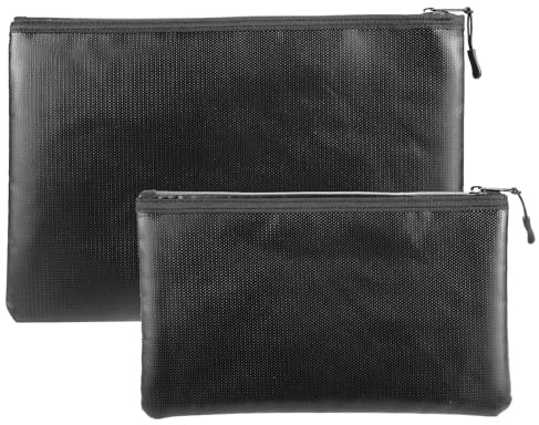 QWORK® 2 Piezas bolsas de documentos a ignífugas y impermeable, 34 x 25 cm y 28 x 15 cm, para efectivo, certificados, documentos