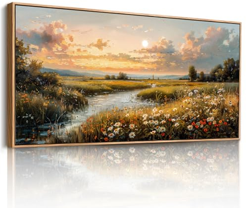 JHHUAMO Natural Cuadro con Marco Flores para Dormitorio Salon 73x146 cm