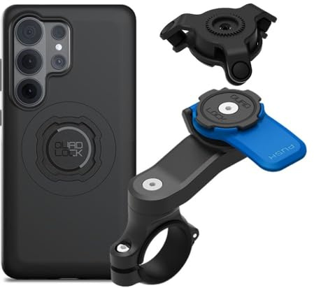 Quad Lock Telefonfäste för Motorcykelstyre med Vibrationsdämpare och MAG-fodral för Galaxy S26 Ultra