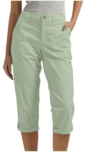 Pantacourt cargo pour femme - Stretch 3/4 - Pantalon de loisirs - Bermuda - Chino - Pantalon cargo - Pantalon de randonnée - Élégant - Léger - Taille haute - Pantalon d'été trois quarts - Respirant