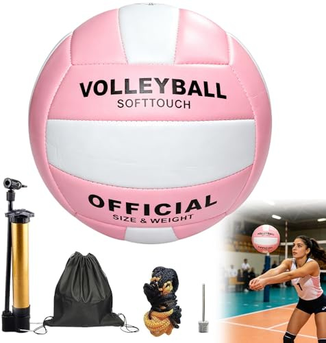 HIULLEN Beach Volleyball, Soft Touch Volleyball, Official Size 5 Waterproof Volleyball, Sand Sports PU Ball with Pump Needles for Women Youth Juniors and Teens, Indoor Outdoor Beach Gym