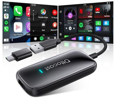 OTTOCAST Play2Video Ultra, Trådlös CarPlay Adapter & Android Auto AI Box med Netflix YouTube WiFi 6 5G Bluetooth 5.4 CarPlay Netflix Adapter för de flesta bilar 2016+