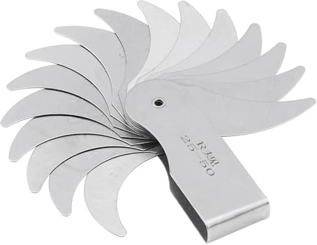 Juego de galgas de espesores, Medidor de radio acero inoxidable 16 hojas, calibre R metal for comprobar el paso rosca, fácil usar, alta dureza