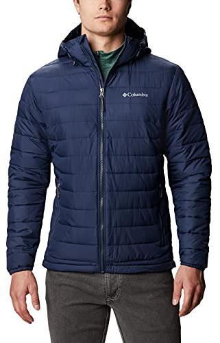 Columbia Powder Lite Hooded Jacket, Piumino Con Cappuccio Uomo, Collegiate Navy, XL