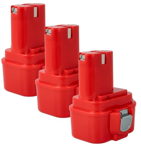 vhbw 3X Akku kompatibel mit Makita 6014DW, 6200D, 6201DW, 6201DWH, 6200DW, 6201D, 6221D, 6202D, 6202DW Werkzeug (1500 mAh, NiMH, 9,6 V)