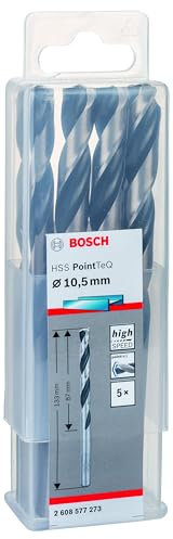 Bosch Professional 5-Piece PointTeQ HSS Twist Drill Bit (for Metal, 10.5 x 87 x 133 mm, Drill Driver Accessories)