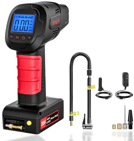 TONSIM Compresor de Aire Digital portátil Inteligente con batería Recargable - 150 PSI, medidor Digital, para automóviles/Motocicletas/Bicicletas/Pelotas Deportivas - Negro