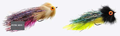 blntackle76 Set: ~ 2 Stück Jenzi Raubfisch-Streamer mit Auge von Jenzi ca. 17cm, 6/0 Haken + gratis Petri Heil! Aufkleber