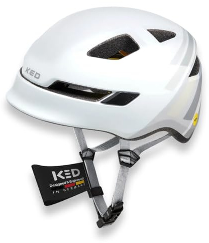 POP Kinderhelm Für Jungen Und Mädchen Von KED – Leicht Mit 8 Belüftungsöffnungen, MIPS Schutz, LED-Rücklicht Und Komfortable K-Fit Anpassung | Farbe: Grey | Größe: 52-56 (M)