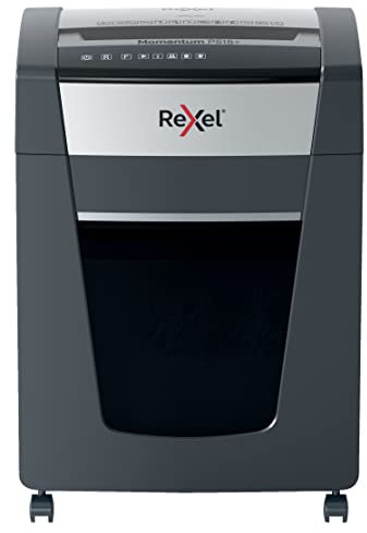 Rexel Aktenvernichter Momentum Extra P515+, Mikroschnitt, 17-15 Blatt A4 (70-80 g/m²) Kapazität, Sicherheitsstufe P5, Anti-Papierstau-Technologie, 30L Abfallbehälter, Schredder, schwarz, 2021515MEU