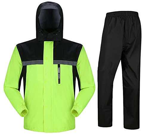SJASD Regenjacke Herren Damen Wasserdicht Set,Motorrad Regenanzug Wasserdichteranzug,Regenkleidung Licht Atmungsaktiv Reflektierende Fahrrad Arbeits Regenkombi Jacke