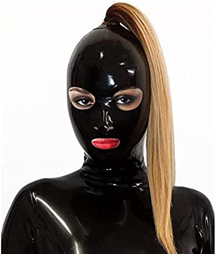 Maschera Con Cappuccio In Lattice Cappuccio Per Vacanze In Gomma Cappuccio Integrale Con Occhi Grandi E Maschera In Lattice Con Foro Per Coda Di Cavallo,Nero,Grande