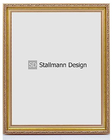Stallmann Design Barockrahmen “OIA” | 50x70 cm | Gold | Echtholz-Bilderrahmen antik | mit Kunstglas | Fotorahmen aus Holz im Vintagestyle