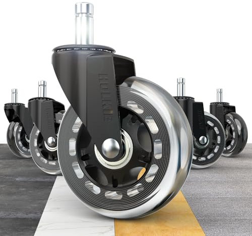 HOLKIE roulettes chaise bureau de 10 x 22 mm Lot de 5 Convient chaises de bureau 1KEA transparent rechange roulette pour chaise de bureau pour sols en bois dur et tapis à roulettes robustes