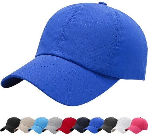 DURINM Trucker Cap for Mens Breathable Mesh Baseball Cap Quick Dry Ultralight Outdoor Sports Adjustable Plain Trucker Mesh Back Casual Summer Sun Hat for Unisex Lightweight Royal Blue