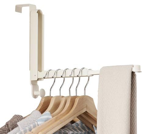 RFOUO Crochets de suspension pour porte jusqu'à 4,4 cm - 1 pièce optimale - Cintre de porte avec tige rétractable - Étendoir pliable sur la porte pour buanderie, salle de bain, chambre à coucher