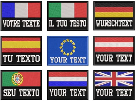 QIMAMADE 2 toppe personalizzate con bandiera con ricamo personalizzato di numeri, distintivi tattici per uniformi militari, zaini, giacche, gilet da jeans, imbracatura per cani, con chiusura di