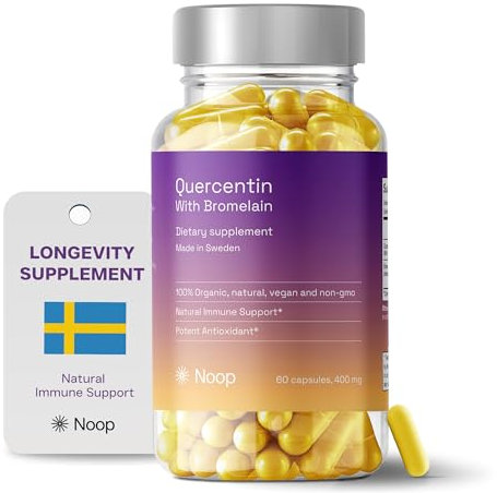 NOOP Quercetin hochdosiert Fruchtextrakt mit Bromelain – Natürlicher Immun-Booster & Antioxidans für mehr Vitalität, beste Aufnahme – vegan & laborgetestet, Made in Schweden, 400 mg und 60 Kapseln