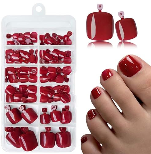 LunarCharm 120 unghia rosse, finto con linguette adesive