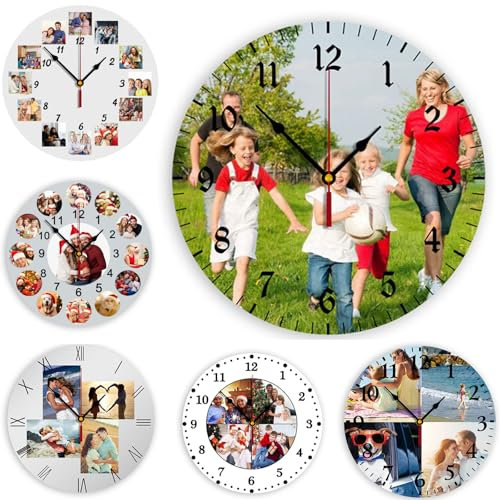 Orologio da Parete Personalizzabile,Orologio da Parete con Foto,Orologio Rotondo in PVC Silenzioso con Foto,Regalo per San Valentino,Festa della Mamma,Soggiorno,Camera da Letto,Arredamento per la Casa