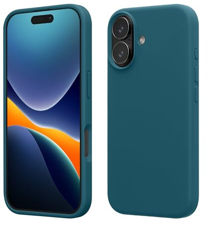 kwmobile Cover per iPhone 17 Custodia - Back Case per Smartphone in Silicone TPU - Protezione Gommata - petrolio matt