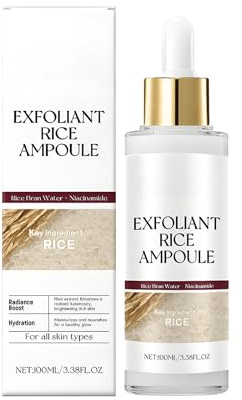 Siero Viso, Siero Esfoliante al Riso, Facial Serum, Nutre in Profondità la Pelle, Raffinamento dei Pori, Illumina e Uniforma il Tono Della, Idratazione Duratura, per Tutti i Tipi di Pelle