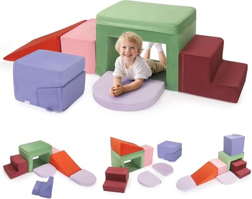 STYPLZ Blocchi da costruzione in schiuma per bambini, blocchi da arrampicata per interni, strutture da arrampicata per bambini, blocchi giganti per giocare e arrampicarsi, ((Set di sette pezzi