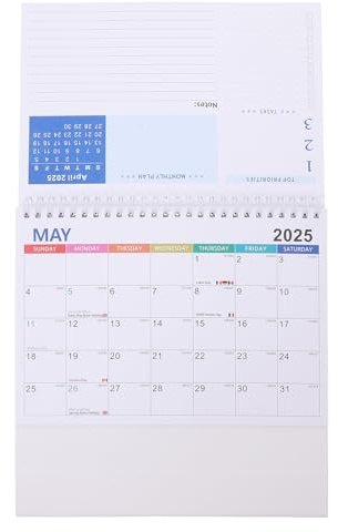FONDOTIN Calendrier de Bureau Spiralé à Feuilleter Calendrier Mensuel Compact pour Planification Annuelle Décor Élégant pour Enseignants et Bureau