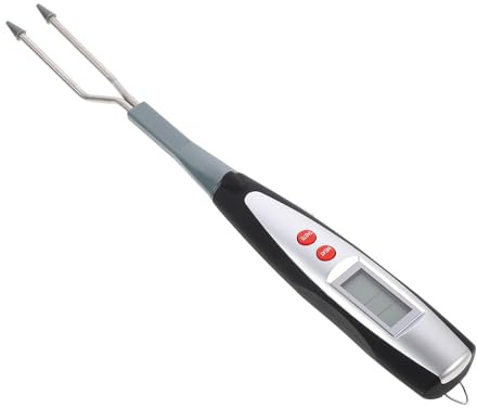 FUOYLOO Termómetro para Barbacoa Tenedor de Acero Inoxidable, Mango Largo para Seguridad, Indicador Digital de Temperatura para Cocina y Parrilla