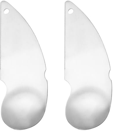 NUSITOU Cucharas Cortadoras de Kiwi de Acero Inoxidable 2 Pcs Diseño Compacto y Cuchilla Dentada para Pelar y Extraer Pulpa de Fruta en Cocina