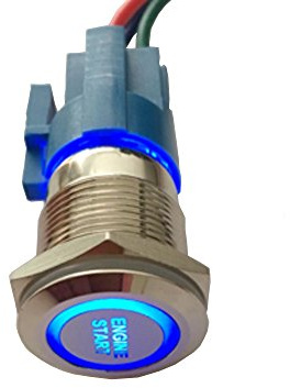 Mintice 19mm Bleu LED 12V Interrupteur à Bascule Bouton Poussoir Voiture Métal Interrupteur Momentané Lumière Intérieure Engine Start Prise de Courant