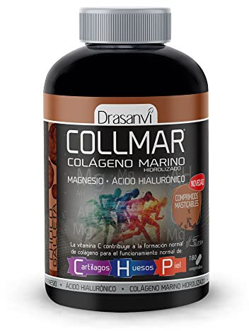 DRASANVI COLLMAR COMPRIMIDOS MASTICABLES - COLÁGENO Marino + Magnesio + Vitamina C + Ácido hiaulorónico - Sabor CHOCO GALLETA - 180 comprimidos