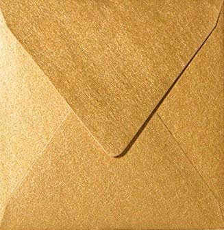 25 Quadratische Briefumschläge 15 x 15 cm 150 x 150 mm Gold Metallic Haftklebung Abziehbar Grammatur 90 g/m²