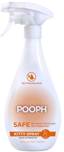 POOPH Kitty Odor Eliminator Spray 32oz Fragrance Free Cat Odor Remover for Urine Poop Pee Litter Box Deodorizer for Furniture Bedding and Carpet