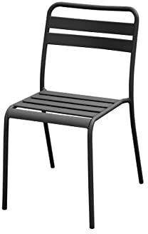 METRO Professional Gartenstuhl, Stahl, 46 x 53 x 80 cm, Stapelbar, Wetterfest, 150 kg Tragkraft, Dunkelgrau