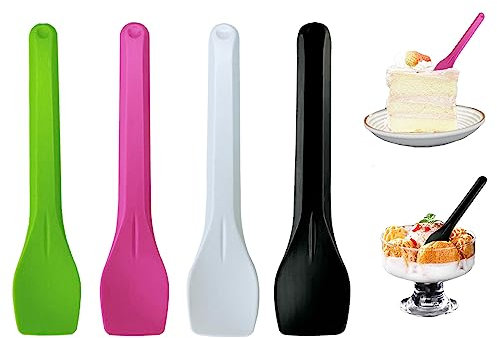 Addein 100 Pezzi Paletta per Gelato, Mini Cucchiai Riutilizzabili, Cucchiaini da Dessert, Cucchiaini per Barbecue, Picnic, Campeggio, Feste