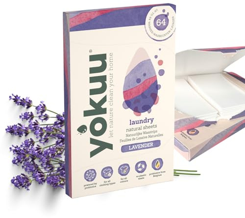 YOKUU Probiotiskt resetvättmedel blad | 64 laddningar | lavendel | ekologiska tvättblad svart och vit tvätt | ultrakoncentrerad, fördoserad och vattenlöslig
