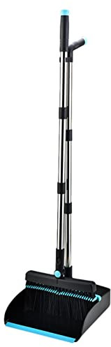Set di scopa e paletta, girevole a 180 gradi, manico lungo e paletta, altezza regolabile, set di scopa e paletta per camera da letto, cucina, bagno, garage, ristorante