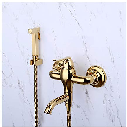 Spruzzatore per bidet con acqua calda e fredda Set di spruzzatori per doccia portatili in ottone per pannolini in stoffa, montaggio a parete, maniglia singola, rubinetto per bidet per doccia per anim