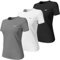Wulibike 3 or 5er Pack Sportshirt Damen Funktionsshirt Stretch Schnelltrocknend Activewear Atmungsaktiv Laufshirt Kurzarm Fitness Wandershirt UPF 50+ Sonnenschutz Top Schwarz-Weiß-Grau S