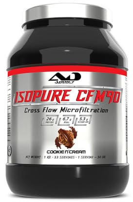 Addict Sport Nutrition | Isopure Cfm 90 (1kg) | Whey Isolate | 88% de protéines - Cookies & Cream