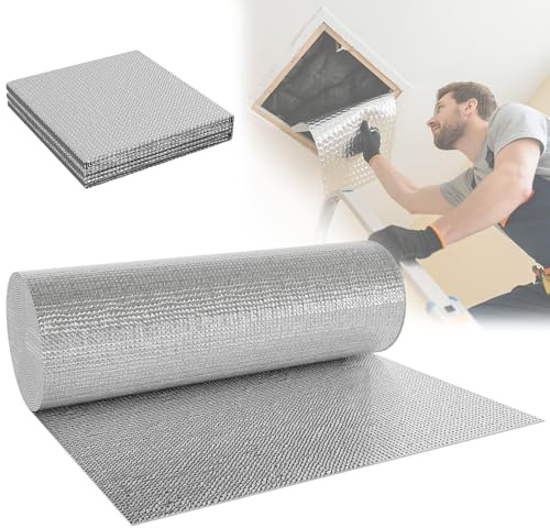 Froadp Lámina aislante de 0,6 x 10 m, doble lámina de aluminio, lámina térmica de burbujas para radiadores, lámina de burbujas, lámina aislante para techos, paredes y suelos, conservación del calor