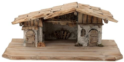 Stalla Konigsee stile nordico presepe 12 cm legno 25x60x30