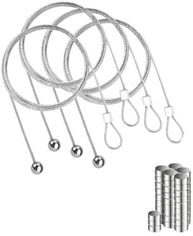 VZU 4 Stück Fotoseil mit 48 Magneten zum Fotos Aufhängen, 200 cm x 1,5 mm, Magnetisch Fotokette Fotoleine mit Klammern zum Postkarten Aufhängen Fotohalter Wand Fotogirlande Kreative Fotovorhänge