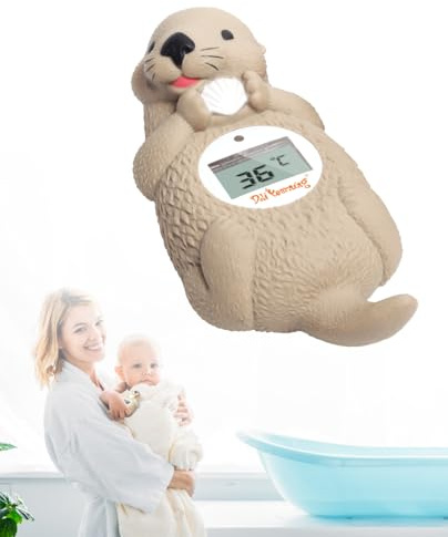 Doli Yearning Baby-Badethermometer, schwimmendes Badespielzeug für Kleinkinder, Badewannenthermometer, in Fahrenheit und Celsius – Seeotter