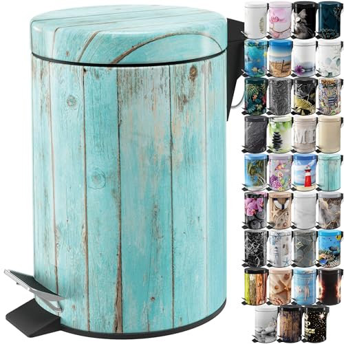Sanilo Bathroom Bin 3L with Soft Close, Many New Cosmetic and Kitchen Waste Bins Available, Trash Can with Inner Bucket (Lumber)