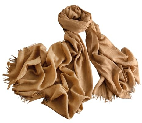 XINGSHUNFU kvinnor sommar halsduk lätt linne strand halsduk enfärgad lång sjal 190 cm x 113 cm, Khaki, en storlek